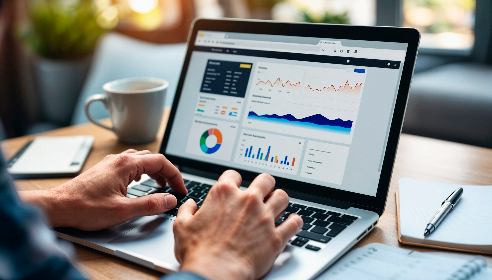 Иллюстрация: анализ показателей SEO специалист работает